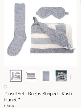 Kashlounge™ Rugby Striped Travel Set in Light Gray